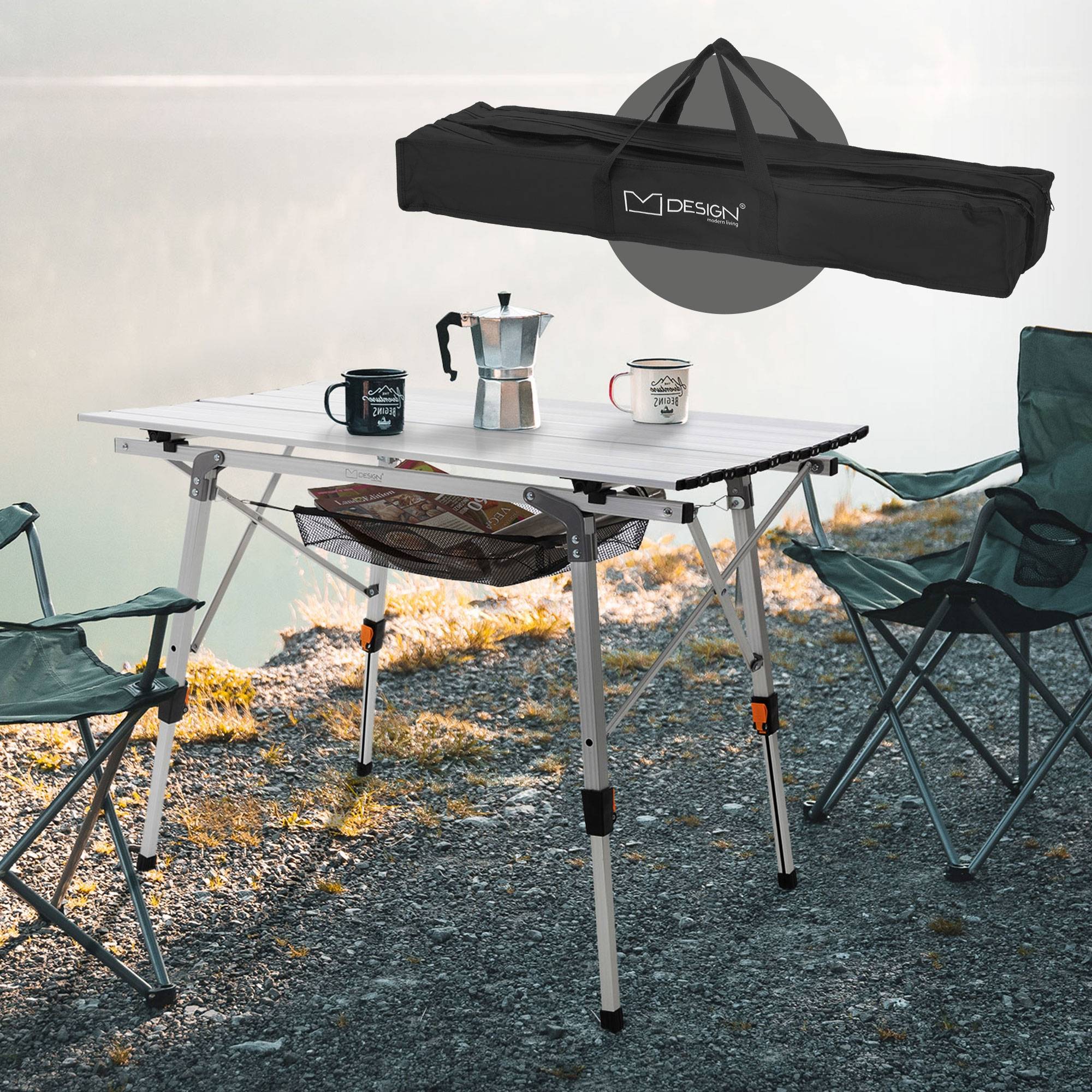 Table de camping pliante réglable mauve