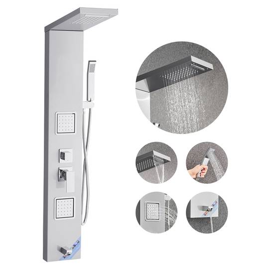 Vevor - VEVOR Colonne douche inox avec pommeau pluie, panneau 5 fonctions, 2 jets corps, douchette main et bec baignoire. - Image 1