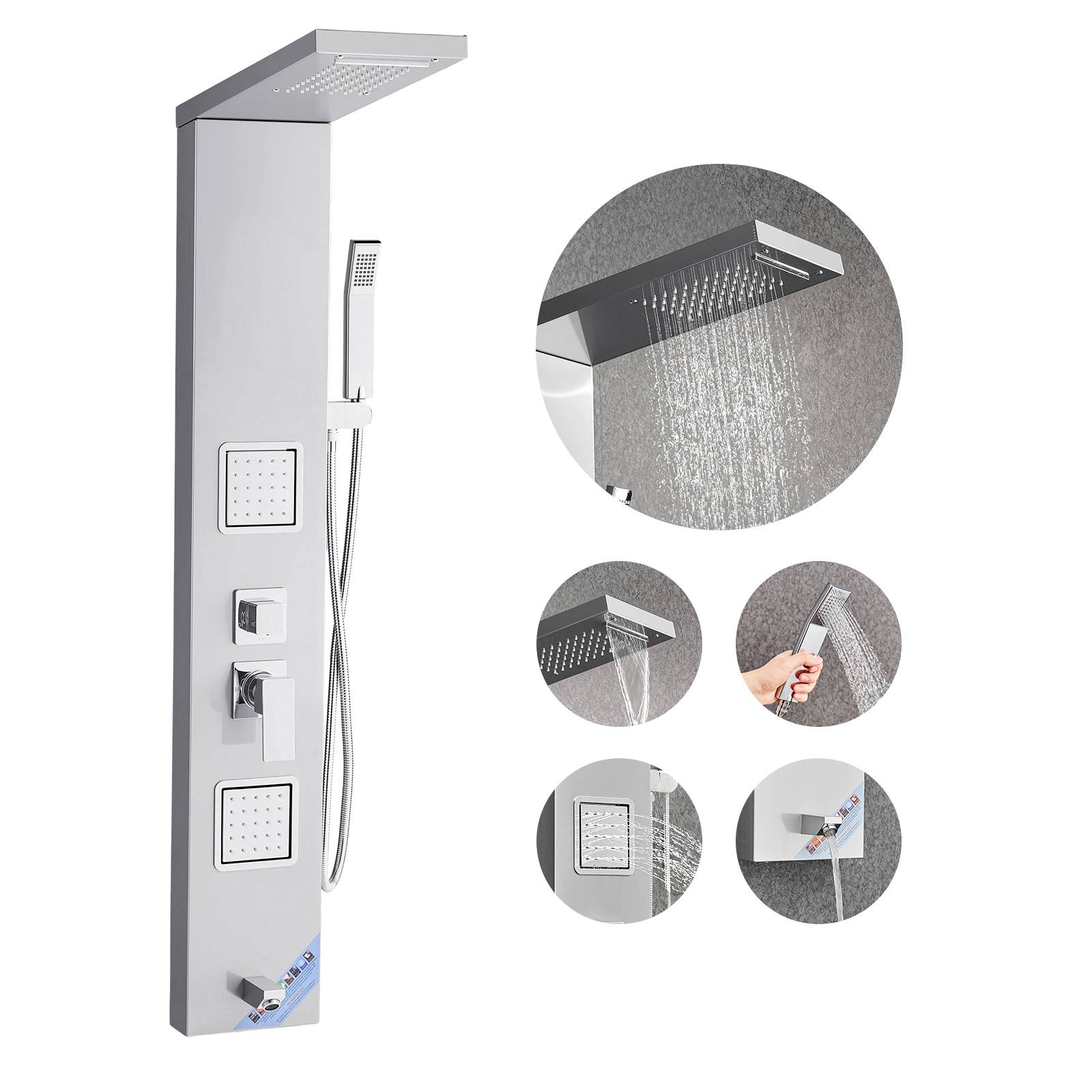 Vevor - VEVOR Colonne douche inox avec pommeau pluie, panneau 5 fonctions, 2 jets corps, douchette main et bec baignoire. - Image 1