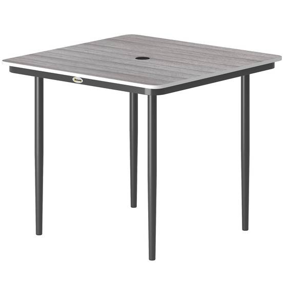 Table de jardin rectangulaire pour 4 personnes, table à manger extérieure avec trou de parasol, 85 x 85 x 72,5 cm, gris - Image 2