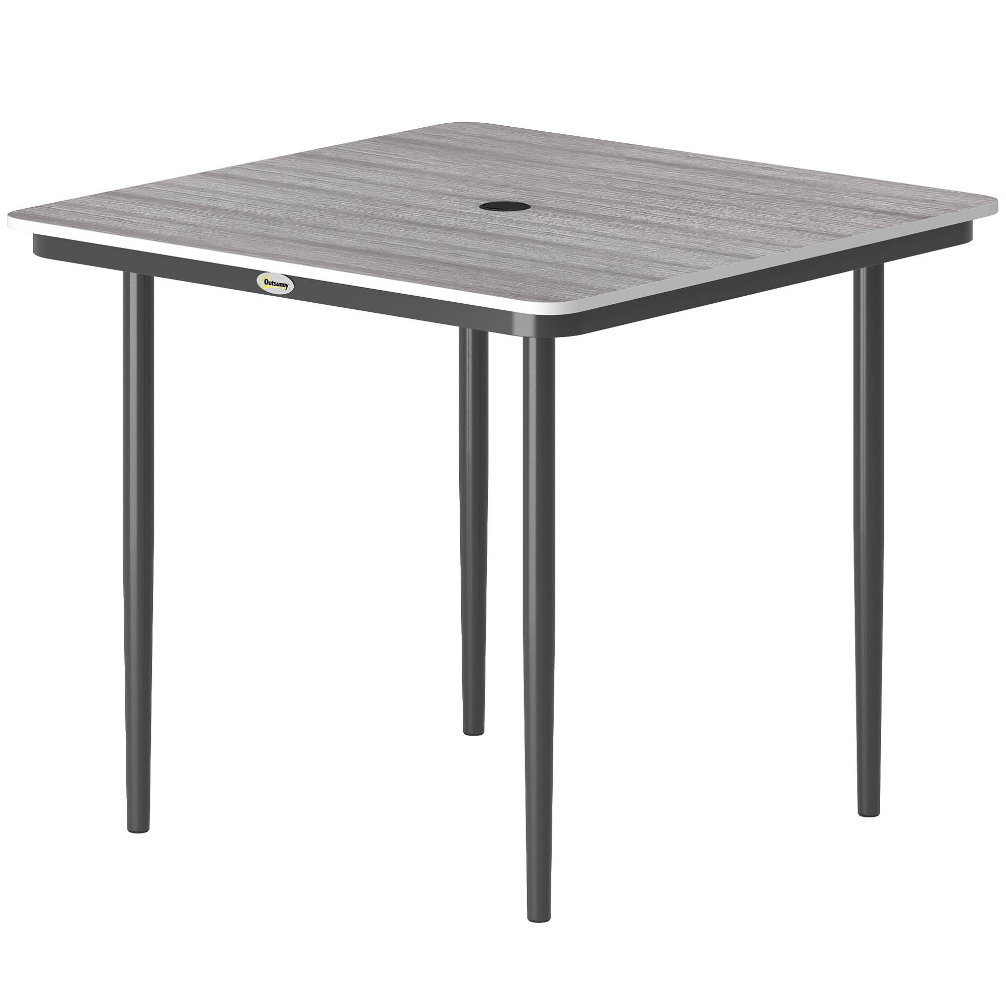 Table de jardin rectangulaire pour 4 personnes, table à manger extérieure avec trou de parasol, 85 x 85 x 72,5 cm, gris - Image 2