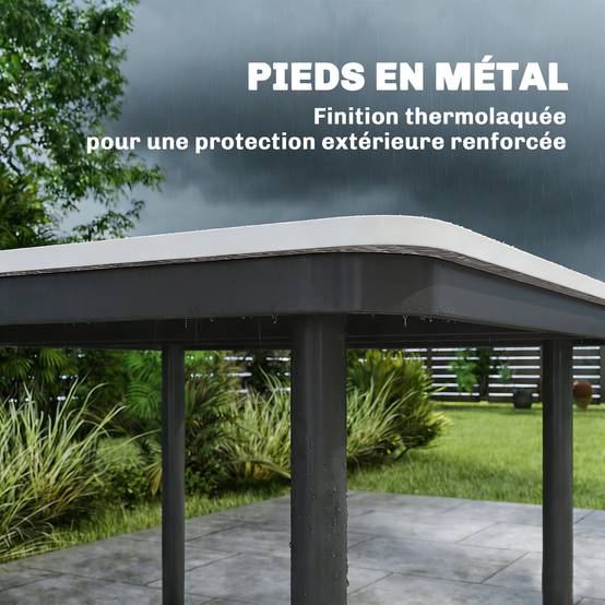 Table de jardin rectangulaire pour 4 personnes, table à manger extérieure avec trou de parasol, 85 x 85 x 72,5 cm, gris - Image 9