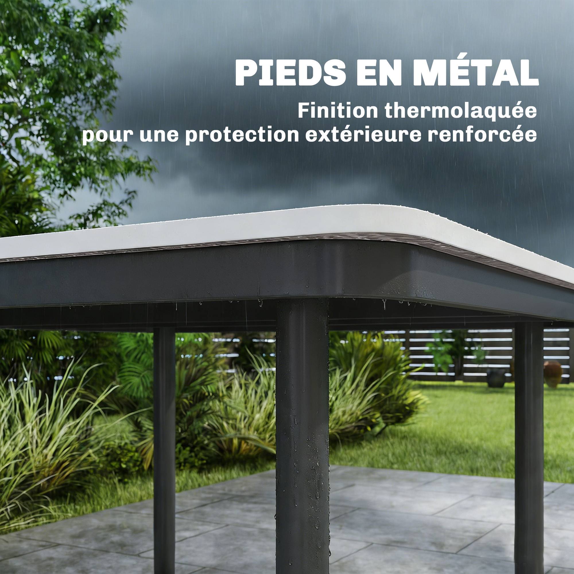 Table de jardin rectangulaire pour 4 personnes, table à manger extérieure avec trou de parasol, 85 x 85 x 72,5 cm, gris - Image 9