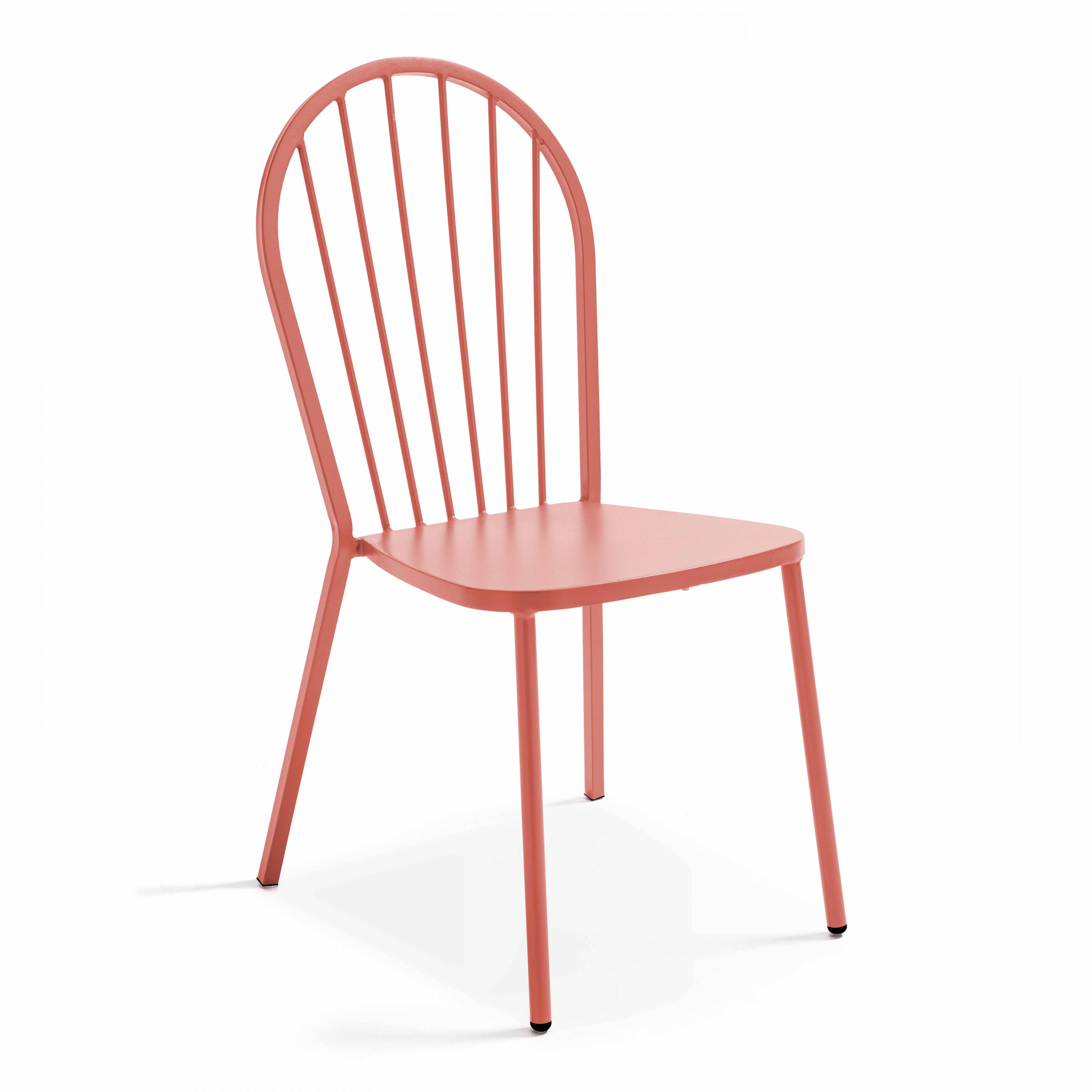 Oviala - Ensemble table ronde et 2 chaises de jardin bistrot en métal argile Palavas - Oviala - Imagen 6