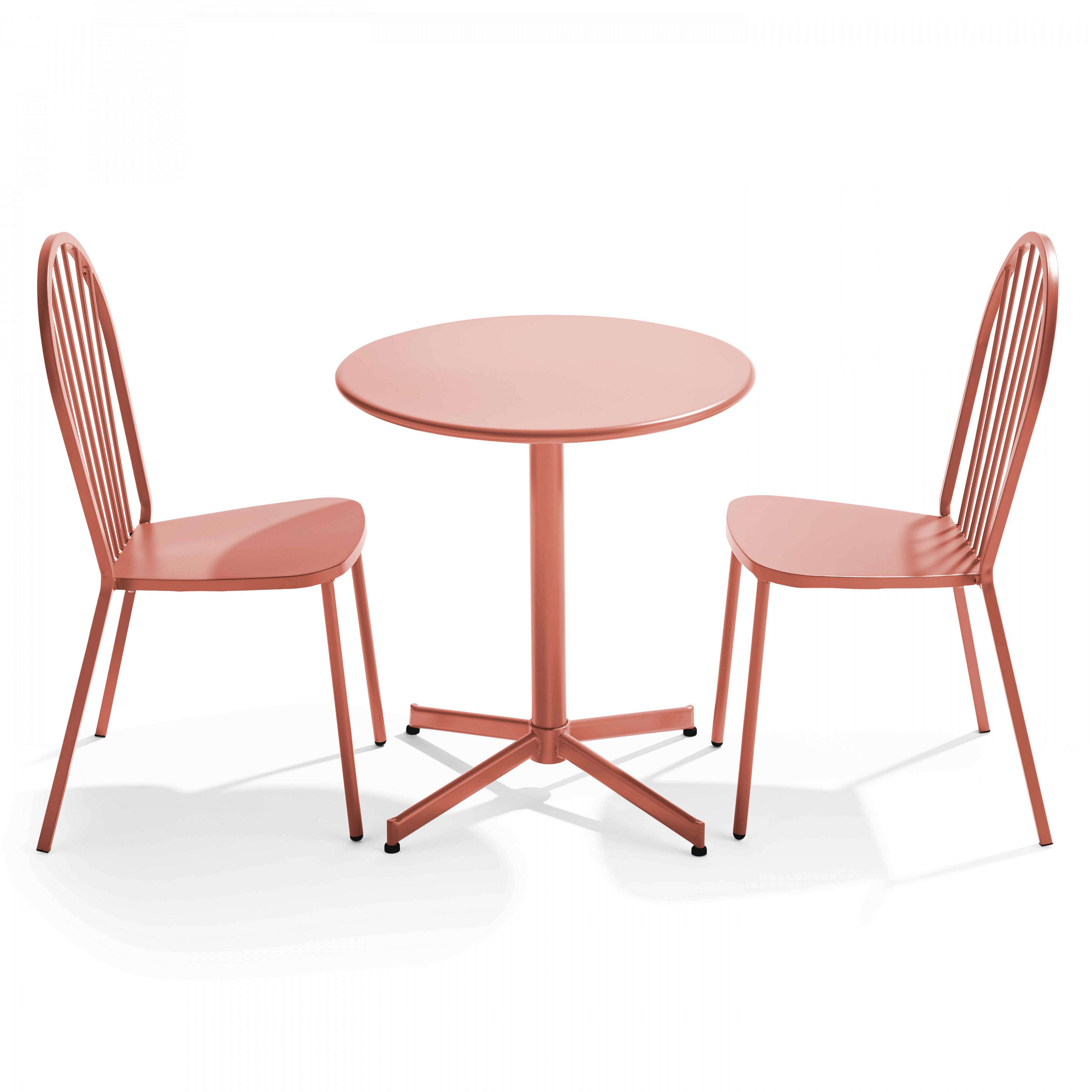 Oviala - Ensemble table ronde et 2 chaises de jardin bistrot en métal argile Palavas - Oviala - Imagen 1