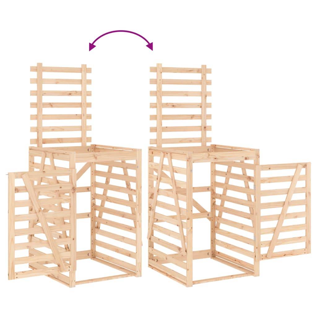 Abri pour poubelle 2.2m² - Abri à poubelles - Cache poubelle triple sur roulettes bois massif de pin MAISON CHIC - Image 10
