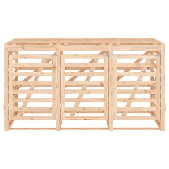 Abri pour poubelle 2.2m² - Abri à poubelles - Cache poubelle triple sur roulettes bois massif de pin MAISON CHIC - Image 6