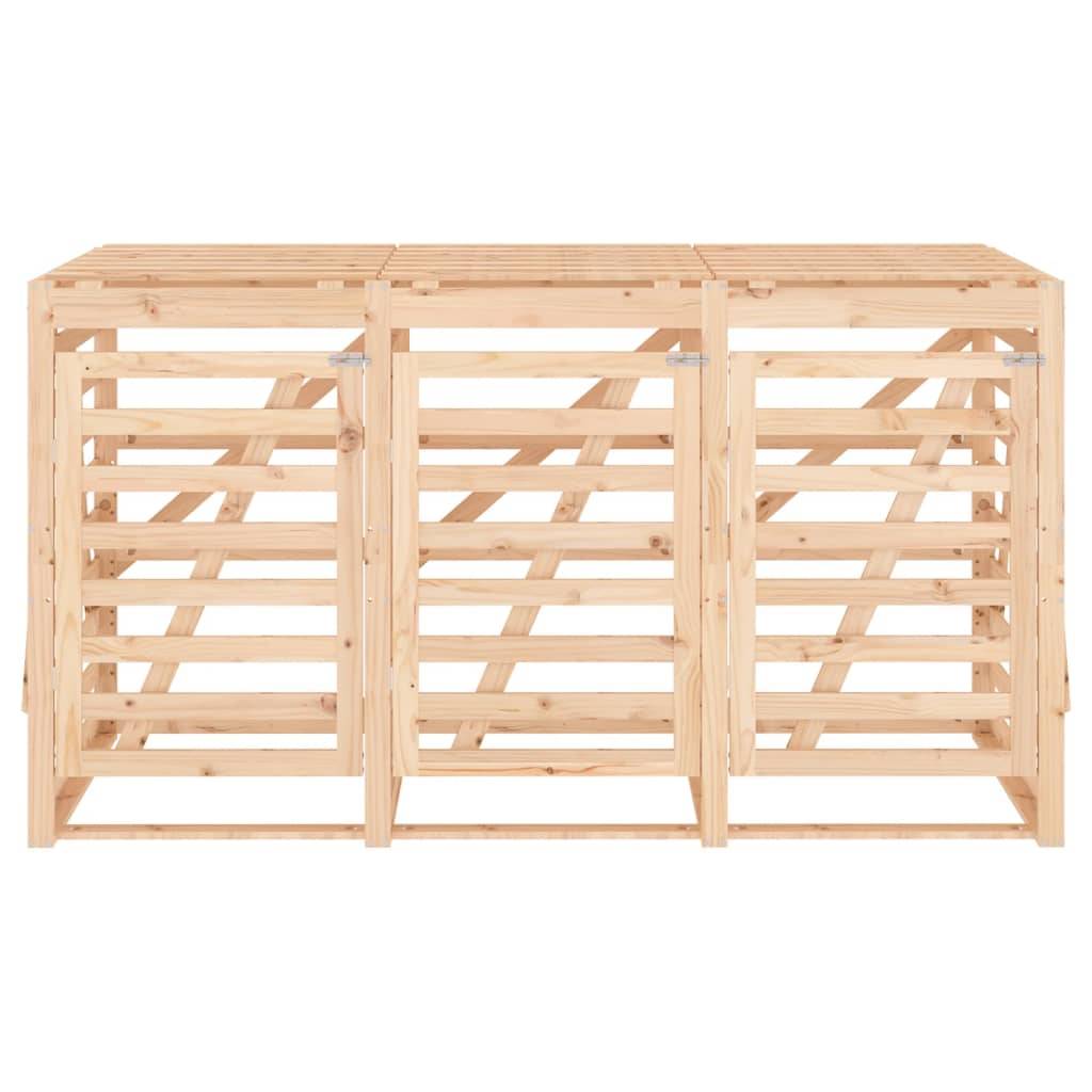 Abri pour poubelle 2.2m² - Abri à poubelles - Cache poubelle triple sur roulettes bois massif de pin MAISON CHIC - Image 6