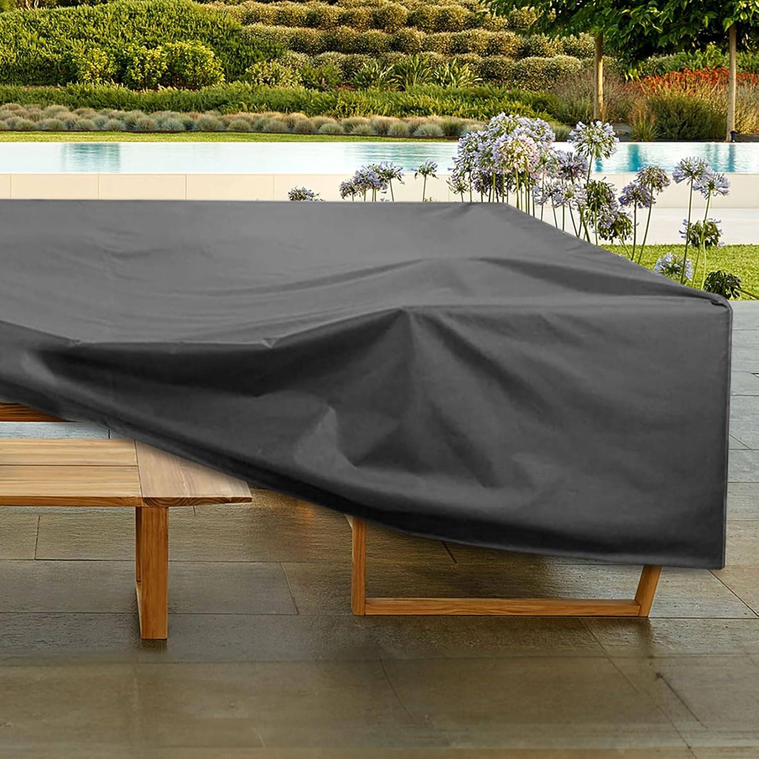 IntiMeg - Housse Salon de Jardin, Très Résistant 420D Oxford Tissu Imperméable Housse de Table de Jardin,213x132x72cm, Noir IntiMeg - Image 3