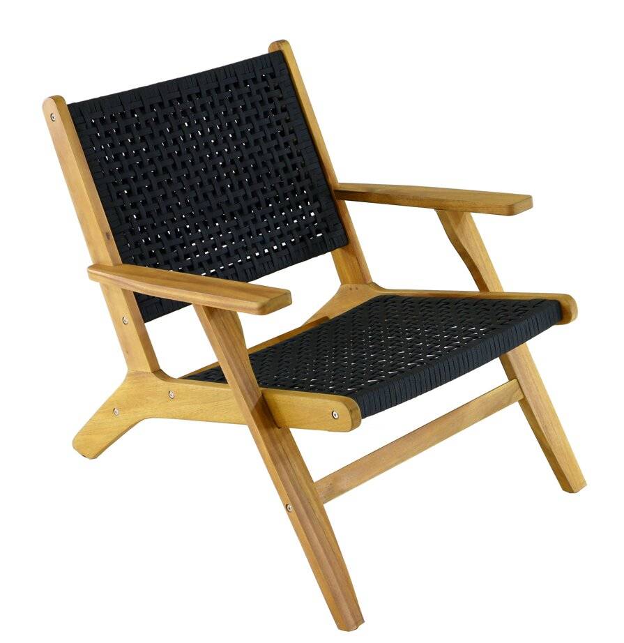 Proloisirs - Fauteuil relax Dahlia pliant en bois d’acacia FSC - rope noir PROLOISIRS