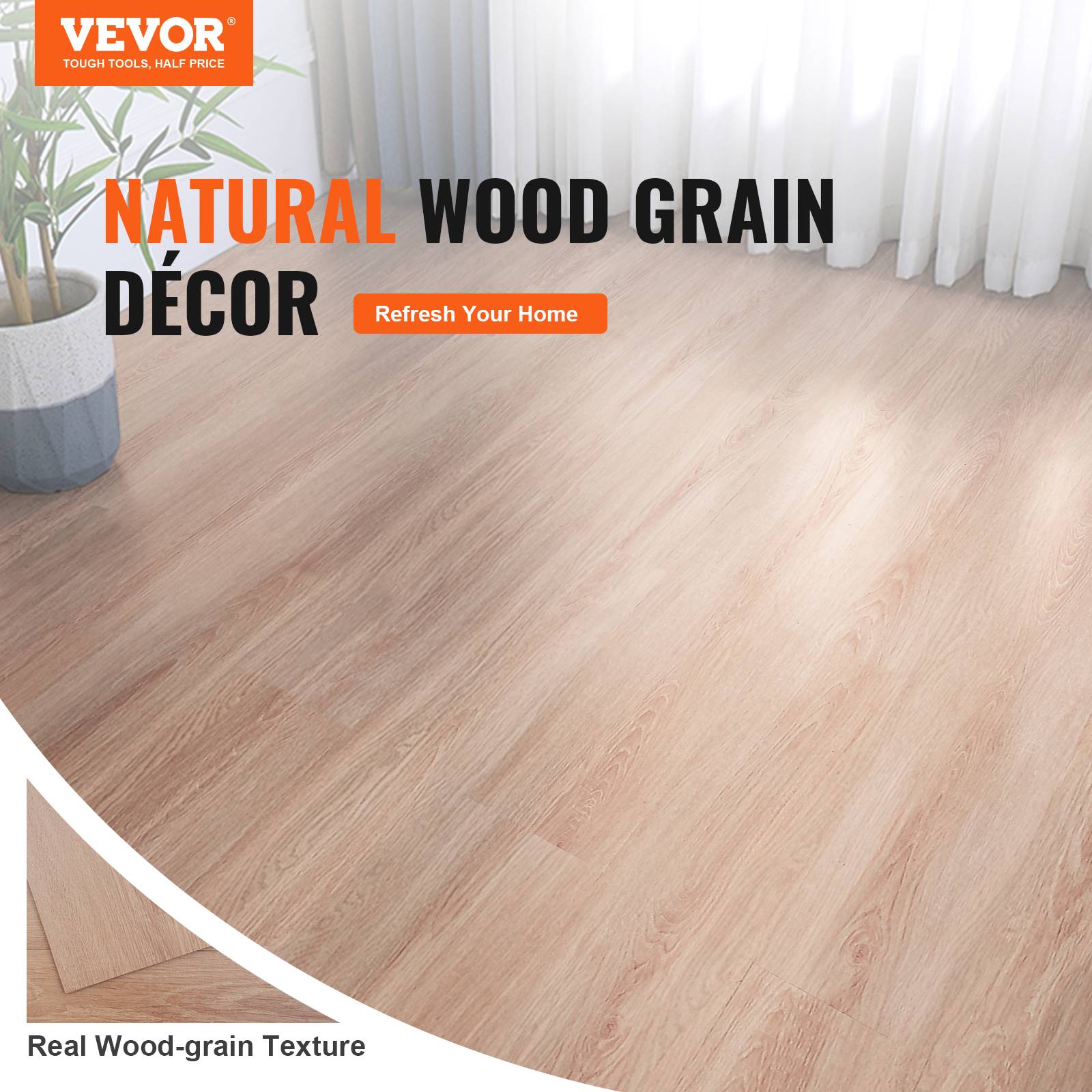 Vevor - VEVOR Revêtement sol vinyle auto-adhésif, 914x152 mm, 36 dalles, grain bois naturel. 2,5 mm épaisseur. - Image 2