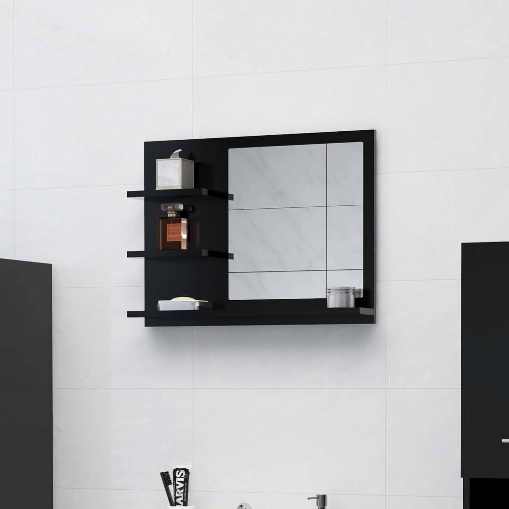 Vidaxl - Miroir de salle de bain noir 60x10,5x45 cm bois d‚Äôingénierie - vidaXL - Imagen 4