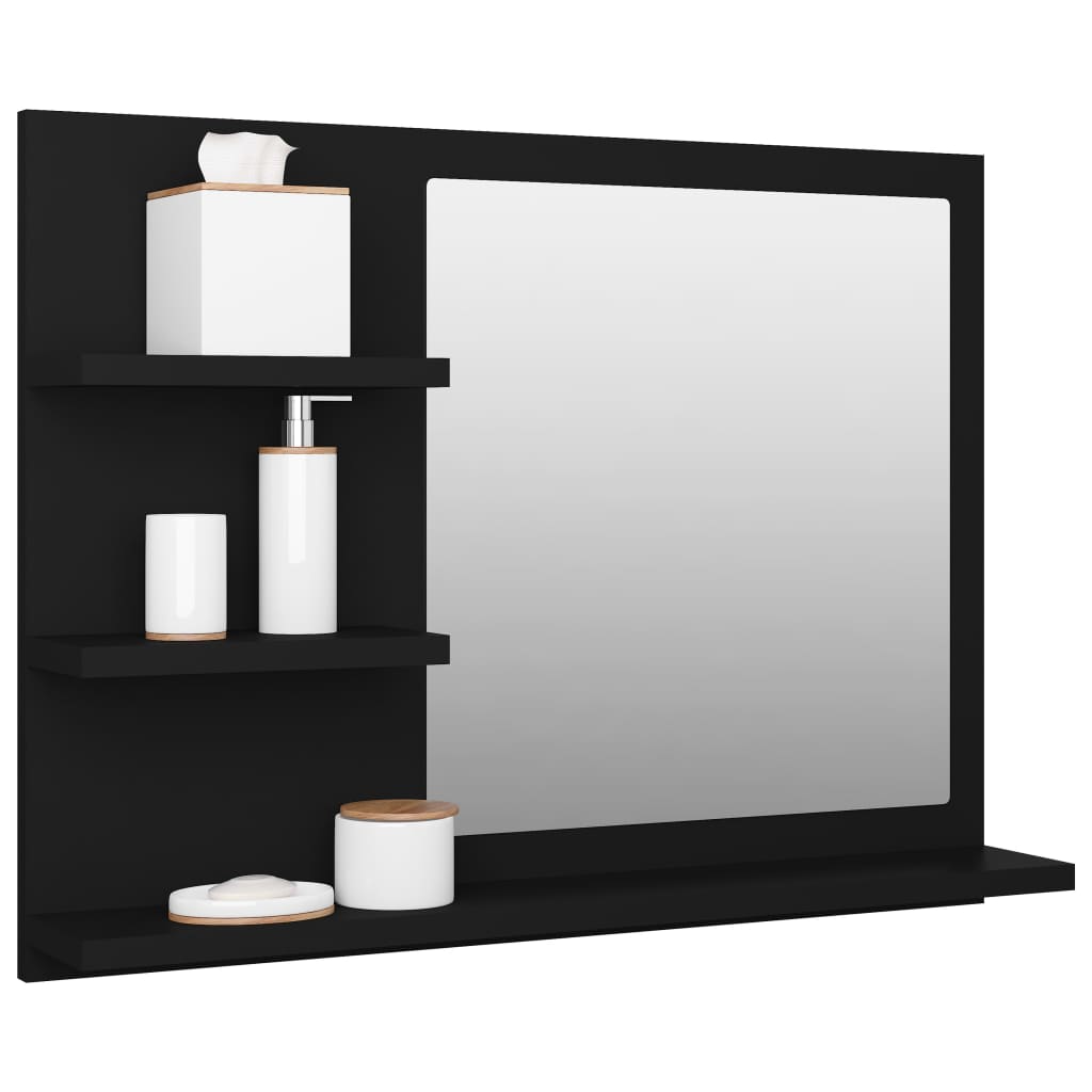 Vidaxl - Miroir de salle de bain noir 60x10,5x45 cm bois d‚Äôingénierie - vidaXL - Imagen 3