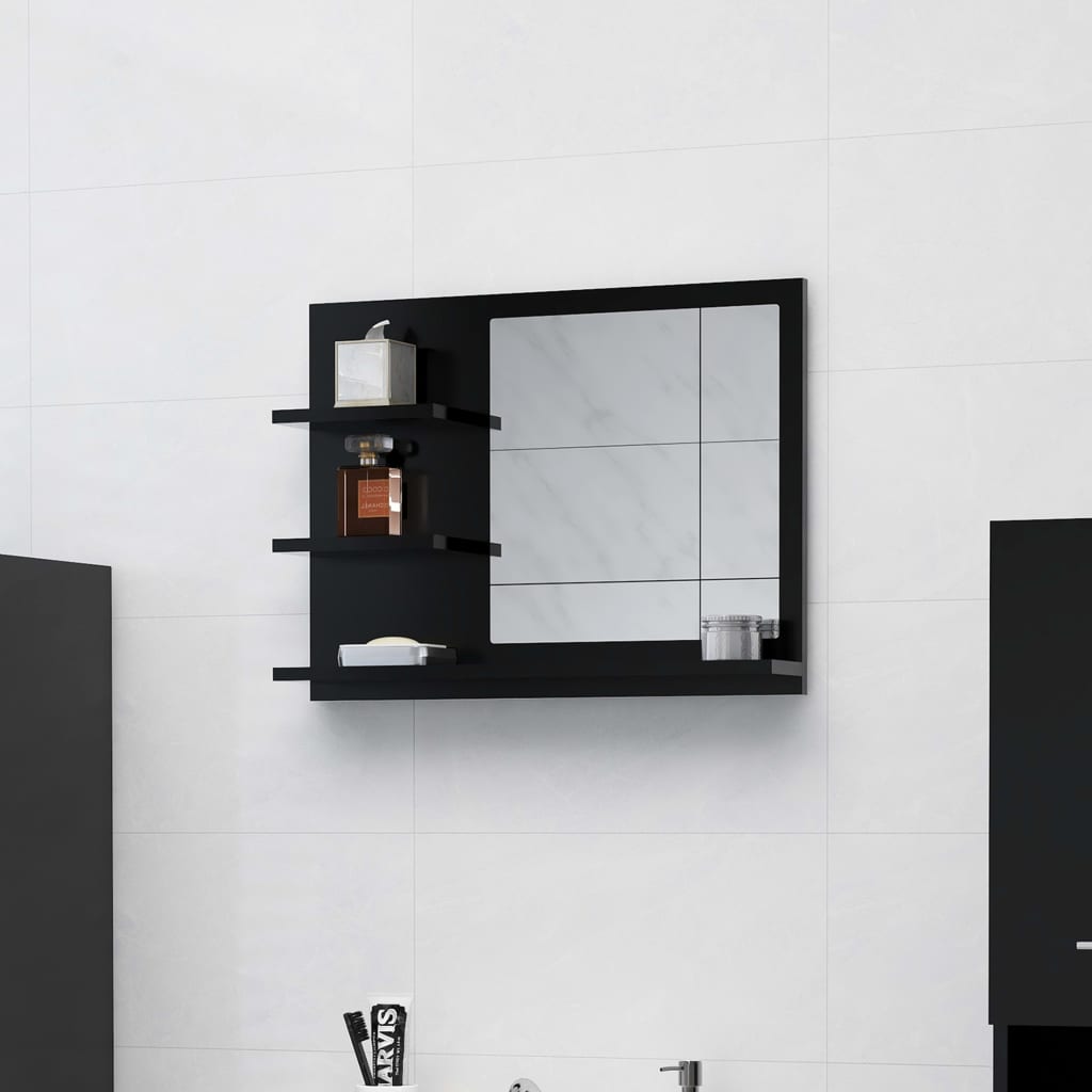 Vidaxl - Miroir de salle de bain noir 60x10,5x45 cm bois d‚Äôingénierie - vidaXL - Imagen 2