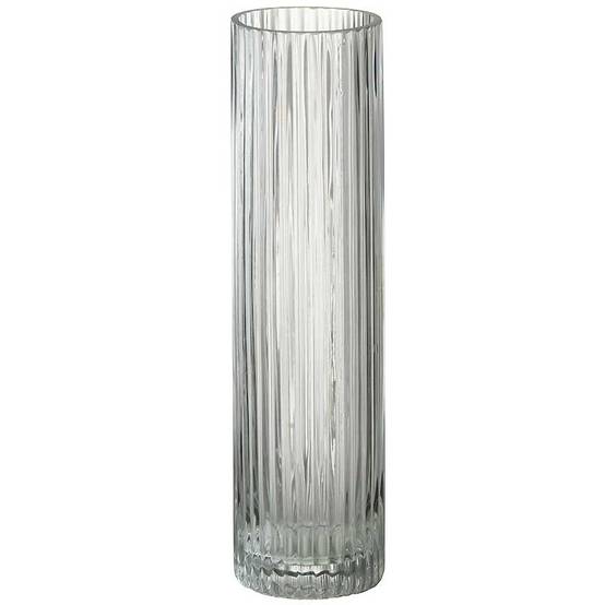 Vase cylindrique lignes verre transparent 8x8x30cm