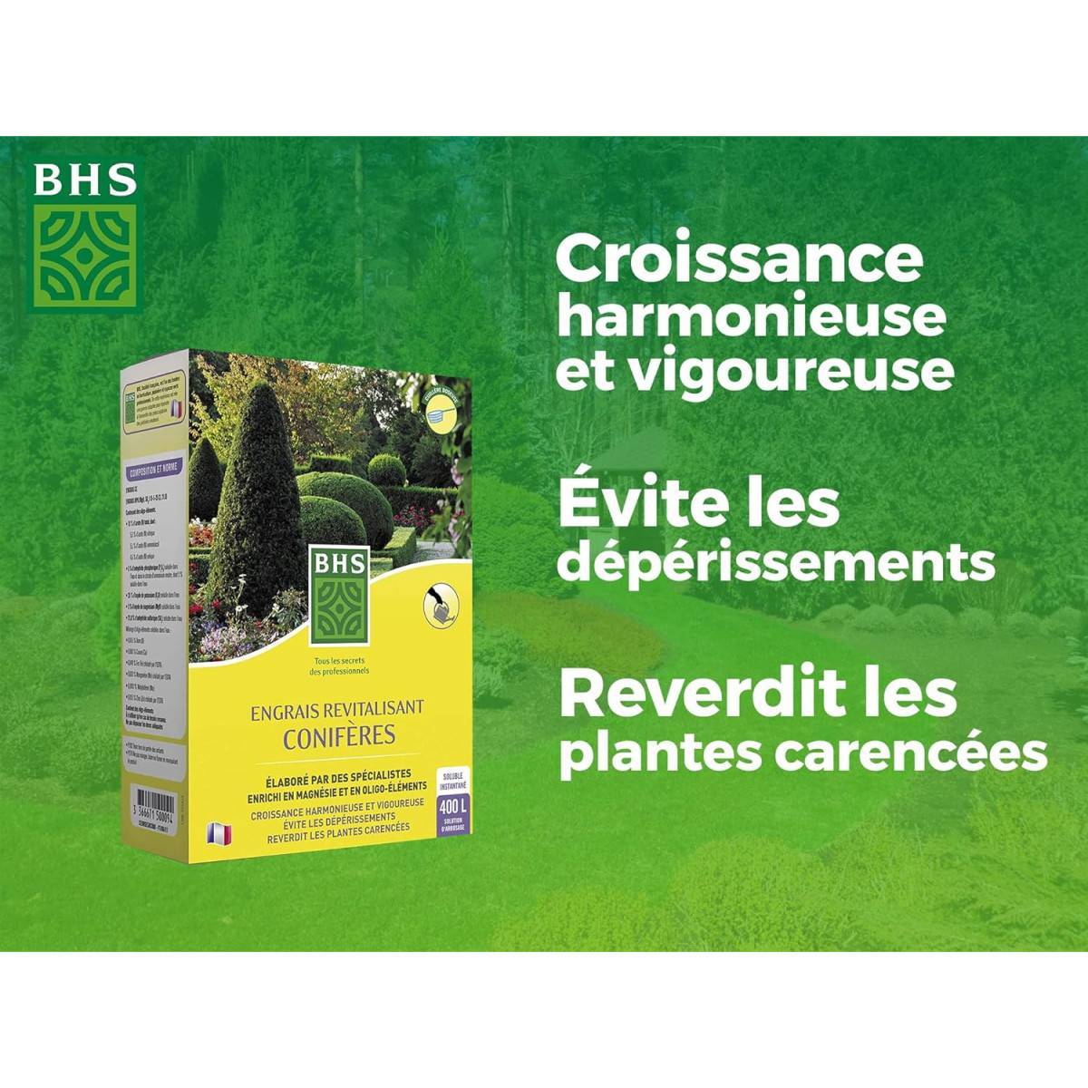 BHS - Engrais Spécialisé pour Conifères BHS ESRC800 - 800 grs - 400 L - Épanouissement et Coloration - Imagen 2