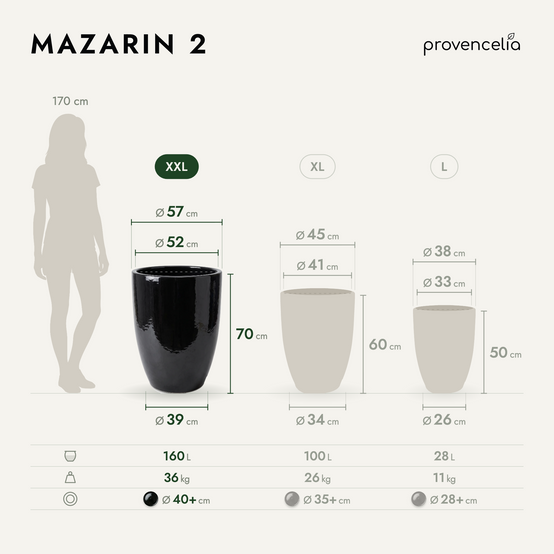 Provencelia - Pot MAZARIN 57x70cm noir - Image 2