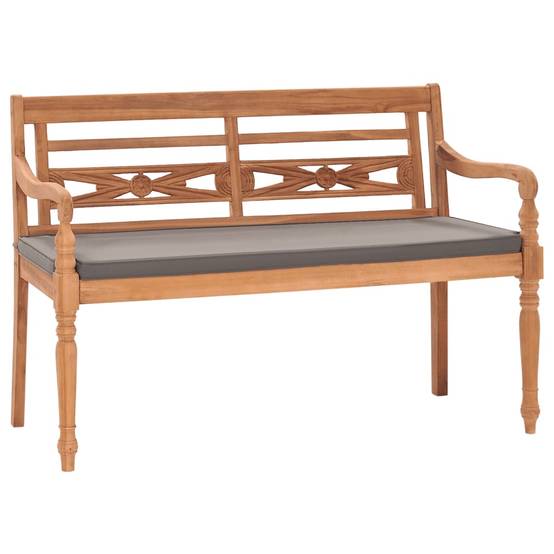 Helloshop26 - Banc de jardin meuble de patio d'extérieur terrasse avec coussin gris foncé 120 cm bois de teck massif - Imagen 1
