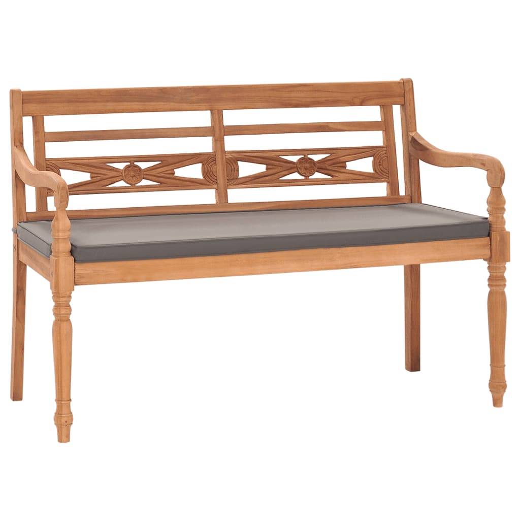 Helloshop26 - Banc de jardin meuble de patio d'extérieur terrasse avec coussin gris foncé 120 cm bois de teck massif - Imagen 1