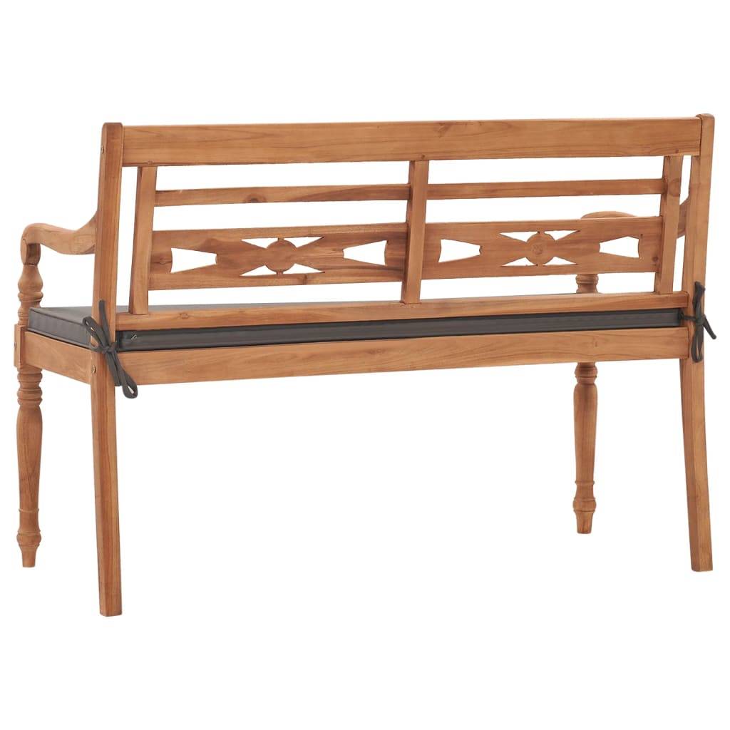 Helloshop26 - Banc de jardin meuble de patio d'extérieur terrasse avec coussin gris foncé 120 cm bois de teck massif - Imagen 4