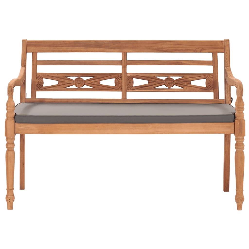 Helloshop26 - Banc de jardin meuble de patio d'extérieur terrasse avec coussin gris foncé 120 cm bois de teck massif - Imagen 2