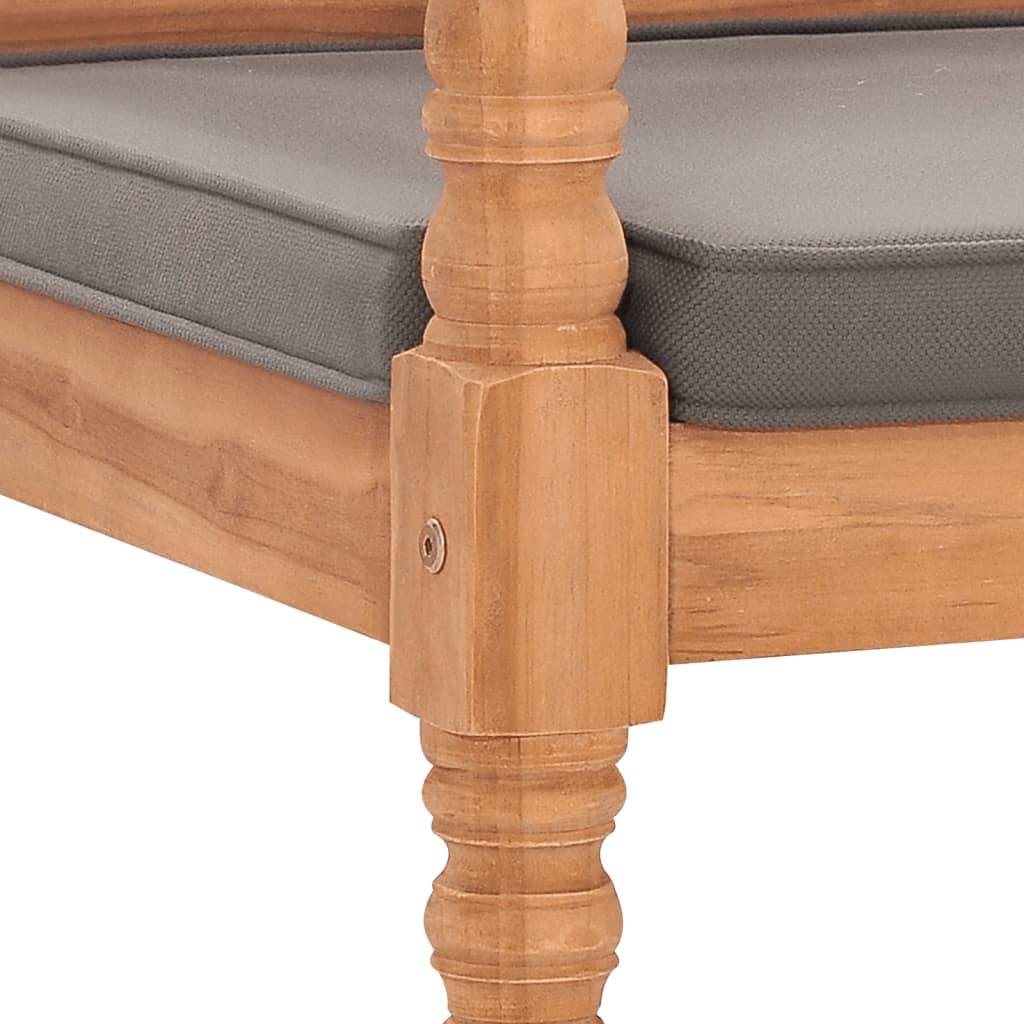 Helloshop26 - Banc de jardin meuble de patio d'extérieur terrasse avec coussin gris foncé 120 cm bois de teck massif - Imagen 5