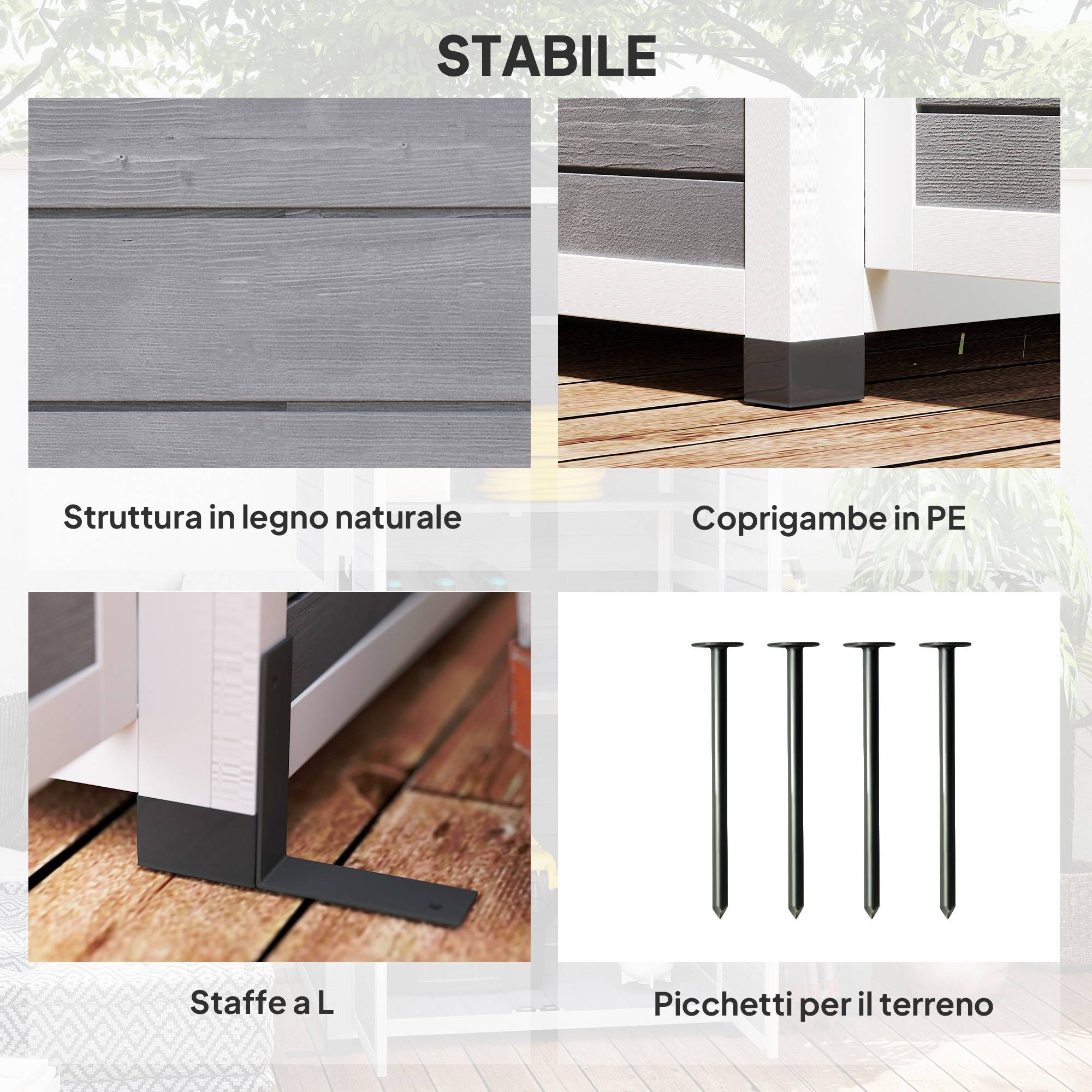 Abri de jardin en bois avec étagères réglables, deux portes verrouillables et fenêtres, gris - Image 9