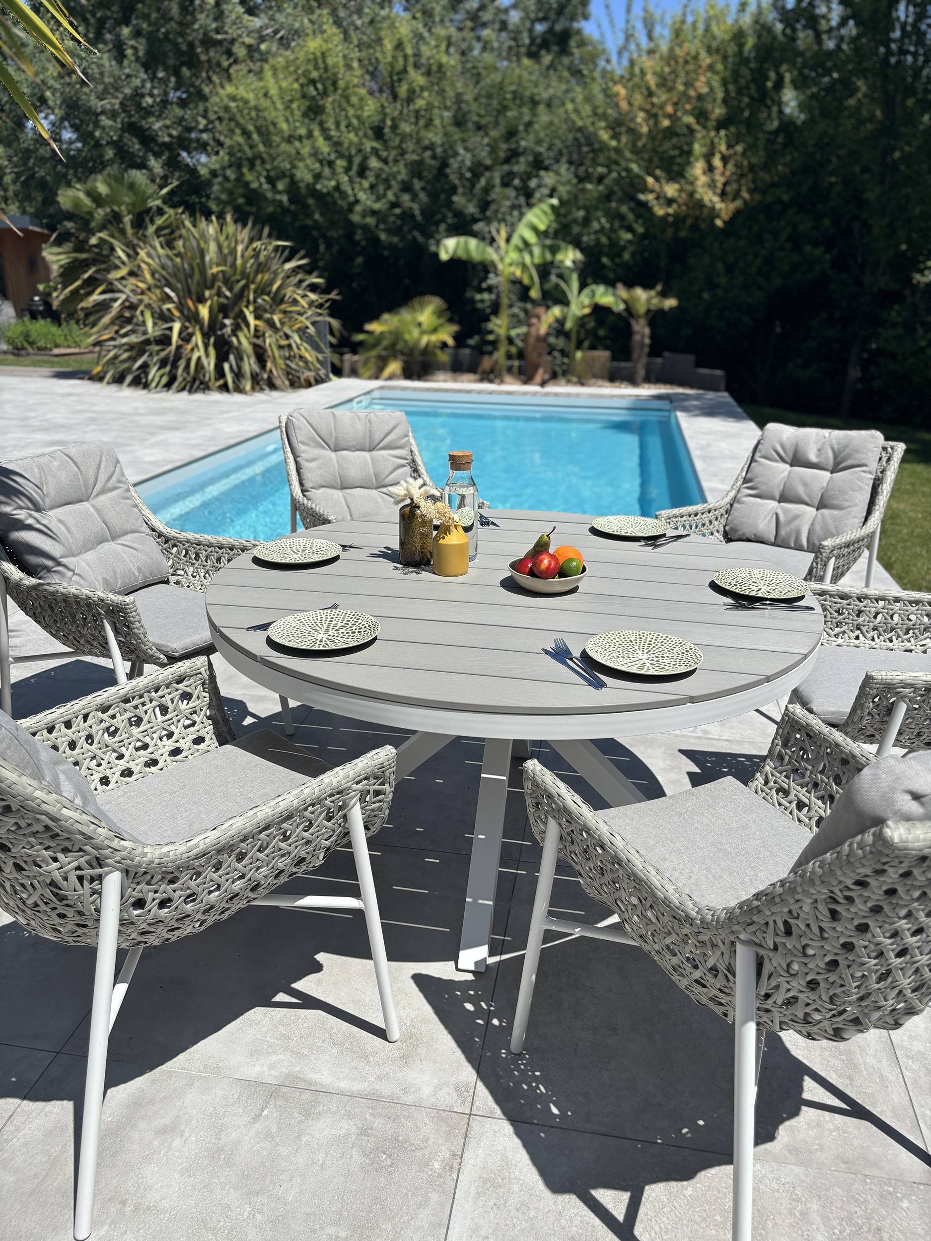Ensemble repas de jardin ELBA 6 places - BLANC - REMARQUABLE - Image 3