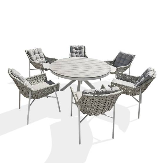 Ensemble repas de jardin ELBA 6 places - BLANC - REMARQUABLE - Image 1