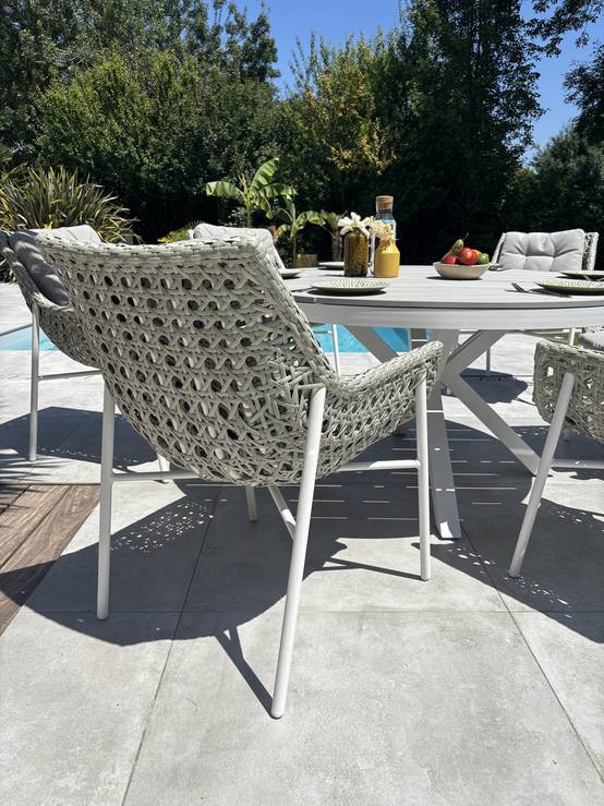 Ensemble repas de jardin ELBA 6 places - BLANC - REMARQUABLE - Image 4