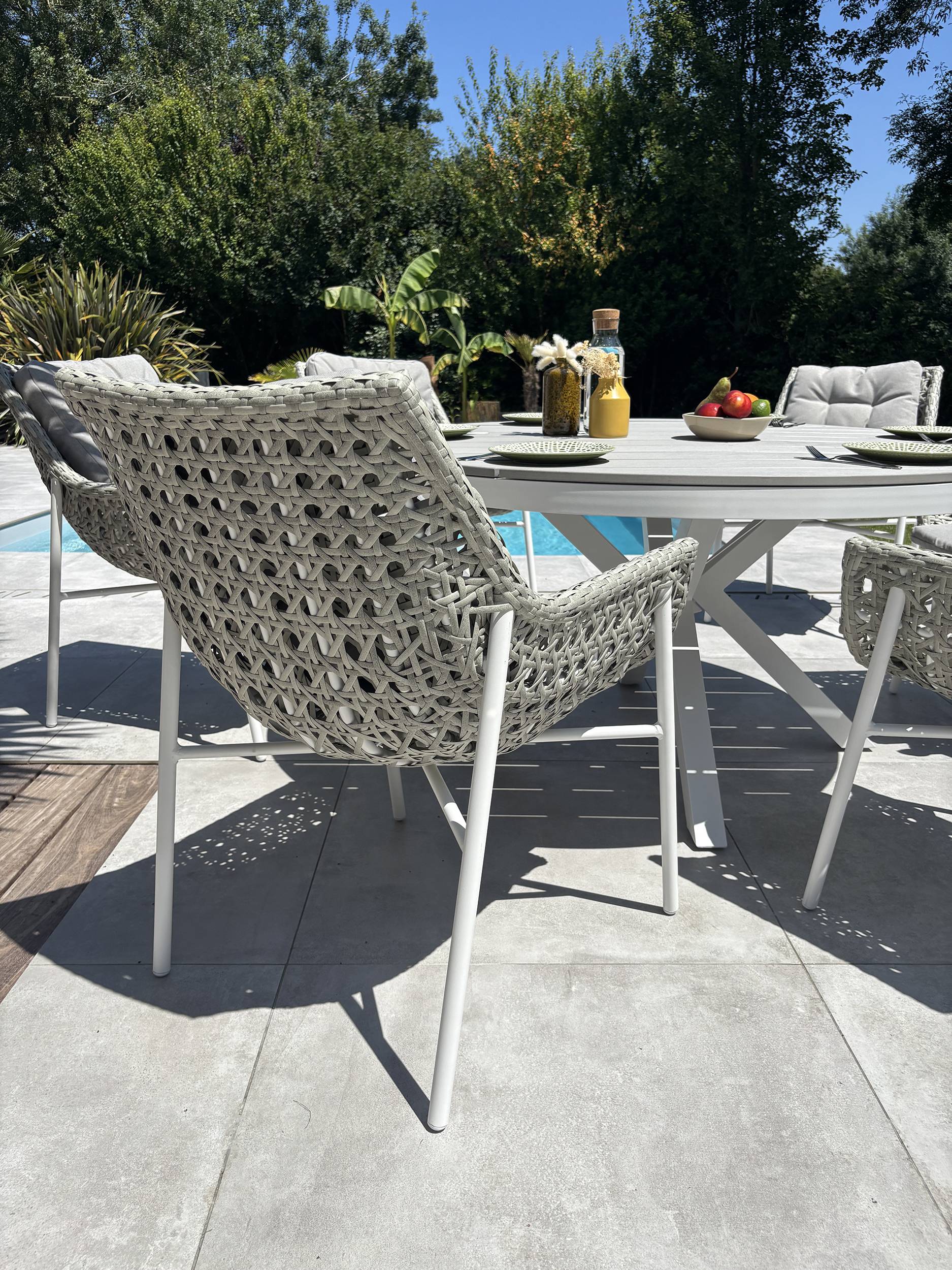 Ensemble repas de jardin ELBA 6 places - BLANC - REMARQUABLE - Image 4