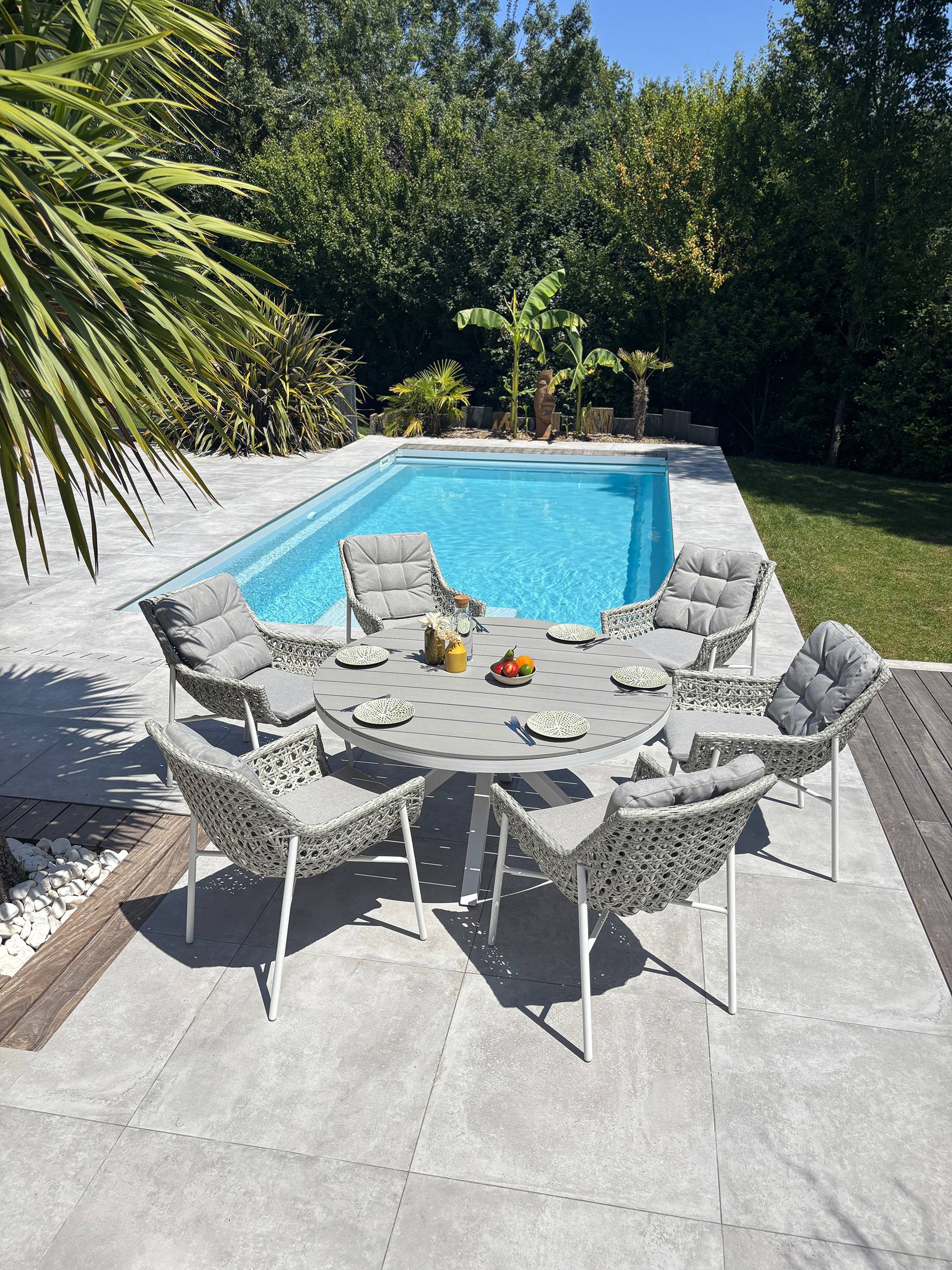 Ensemble repas de jardin ELBA 6 places - BLANC - REMARQUABLE - Image 2