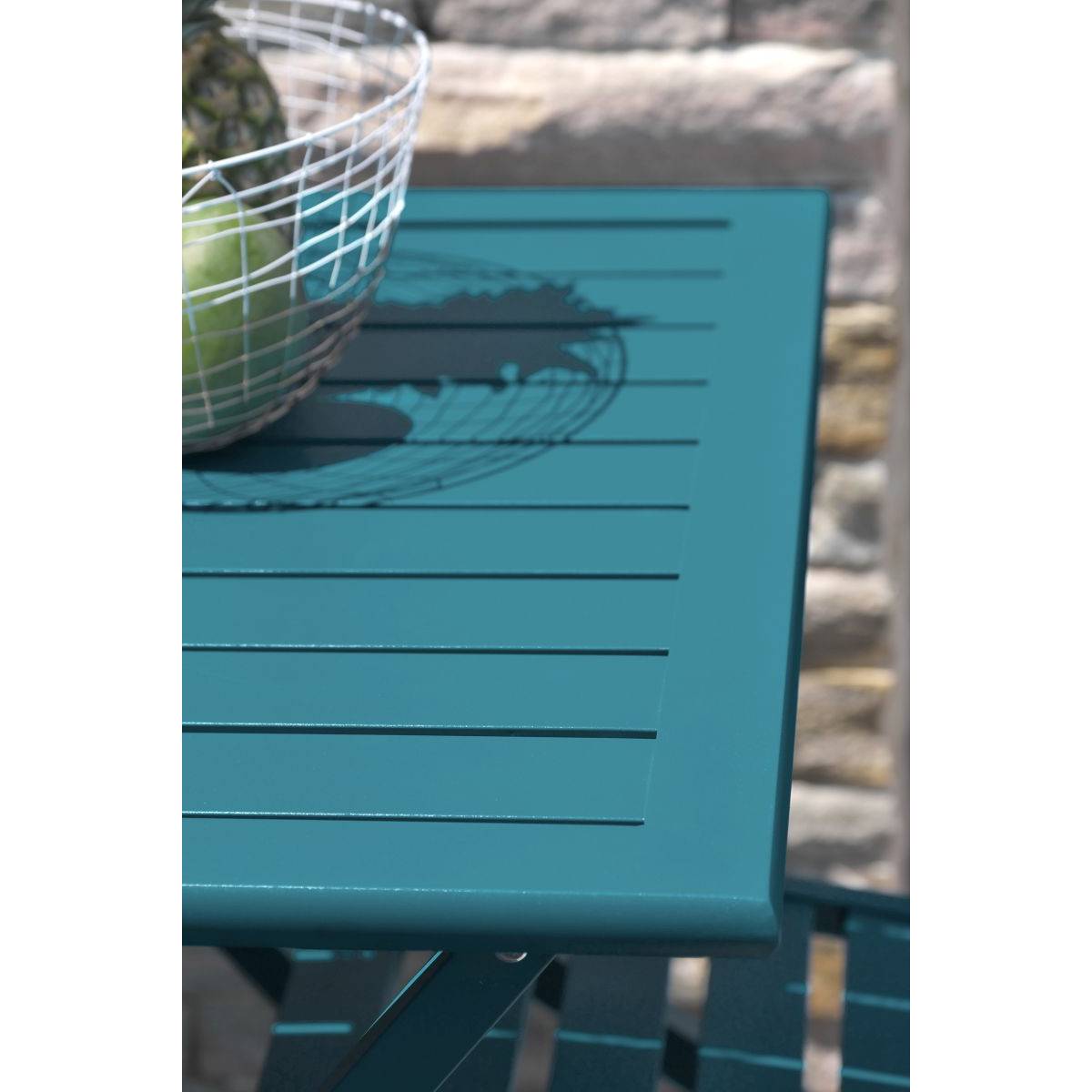 Paris Prix - Table de Jardin Pliante "Marius" 70cm Bleu Canard - Imagen 2