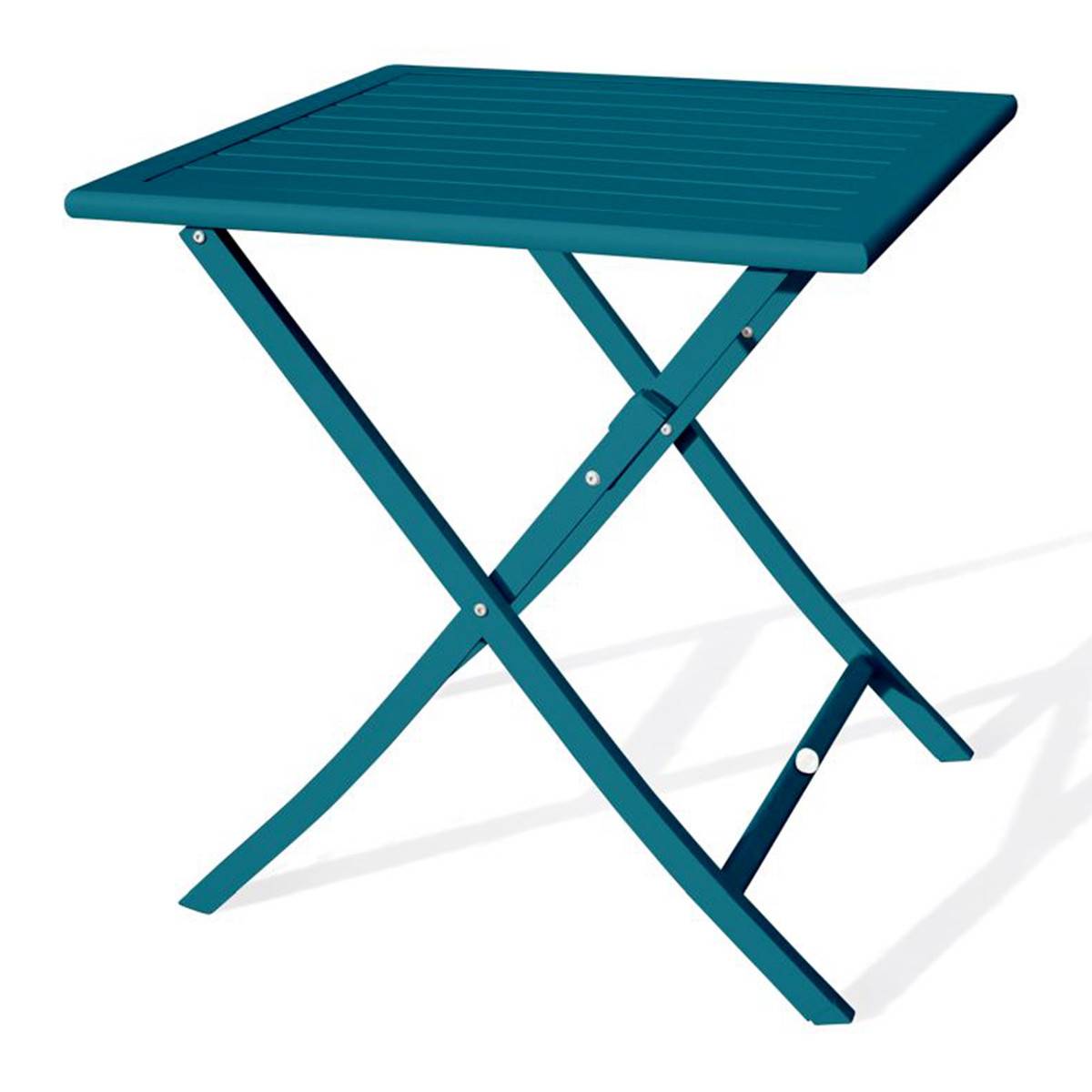 Paris Prix - Table de Jardin Pliante "Marius" 70cm Bleu Canard - Imagen 1
