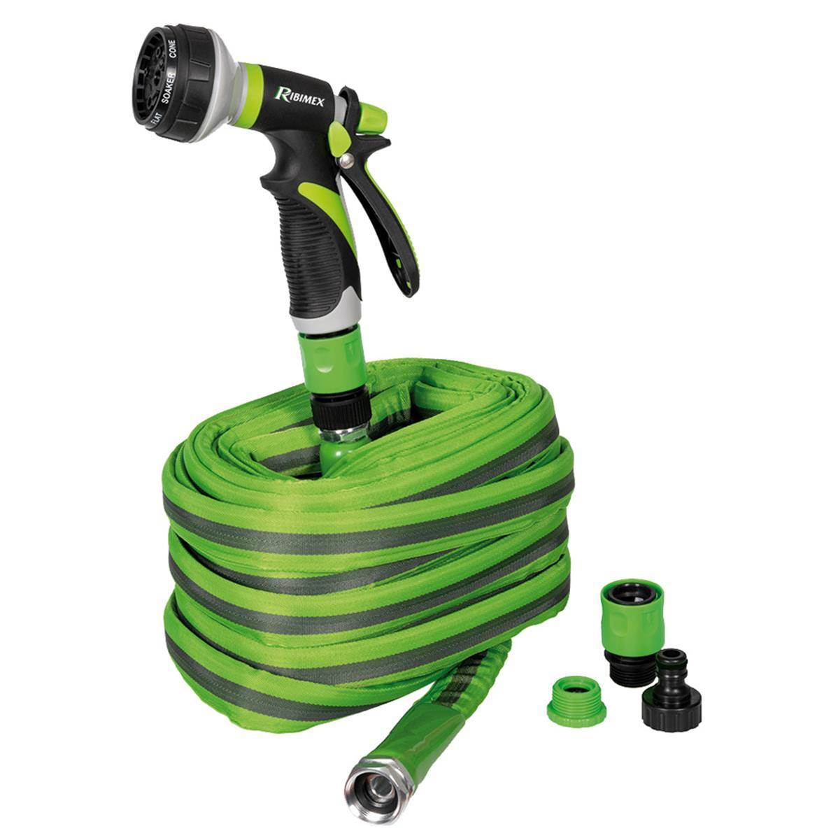 Ribimex - Tuyau plat 'Flatex' 30 mètres avec raccords et pistolets