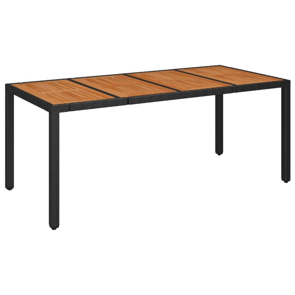 PANGIVO - Table de jardin dessus en bois noir résine tressée 190 x 90 x 75 cm - PANGIVO - Image 2