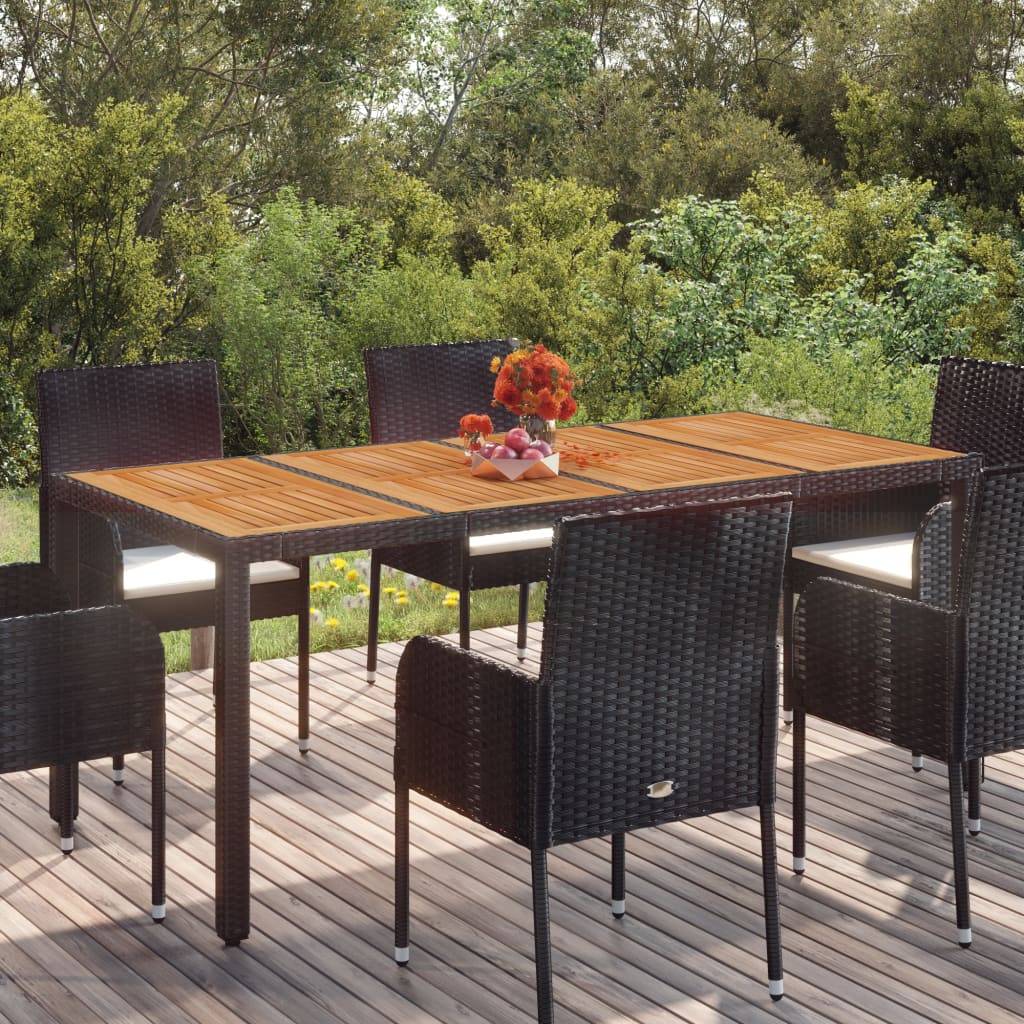 PANGIVO - Table de jardin dessus en bois noir résine tressée 190 x 90 x 75 cm - PANGIVO - Image 1