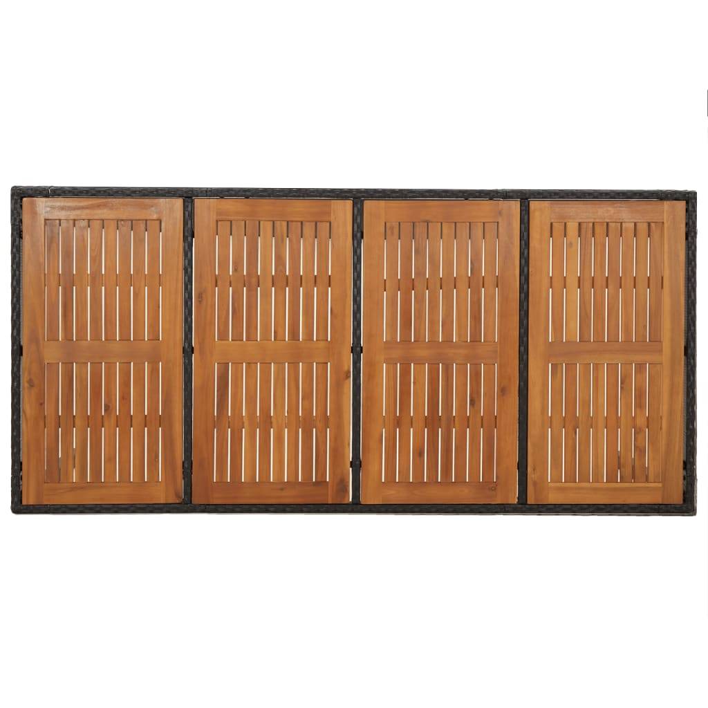 PANGIVO - Table de jardin dessus en bois noir résine tressée 190 x 90 x 75 cm - PANGIVO - Image 5