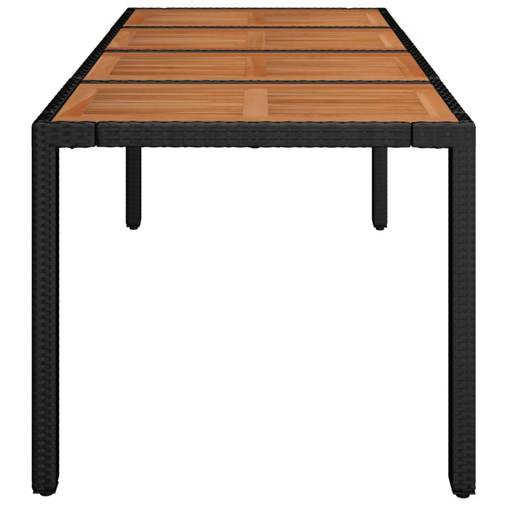 PANGIVO - Table de jardin dessus en bois noir résine tressée 190 x 90 x 75 cm - PANGIVO - Image 4