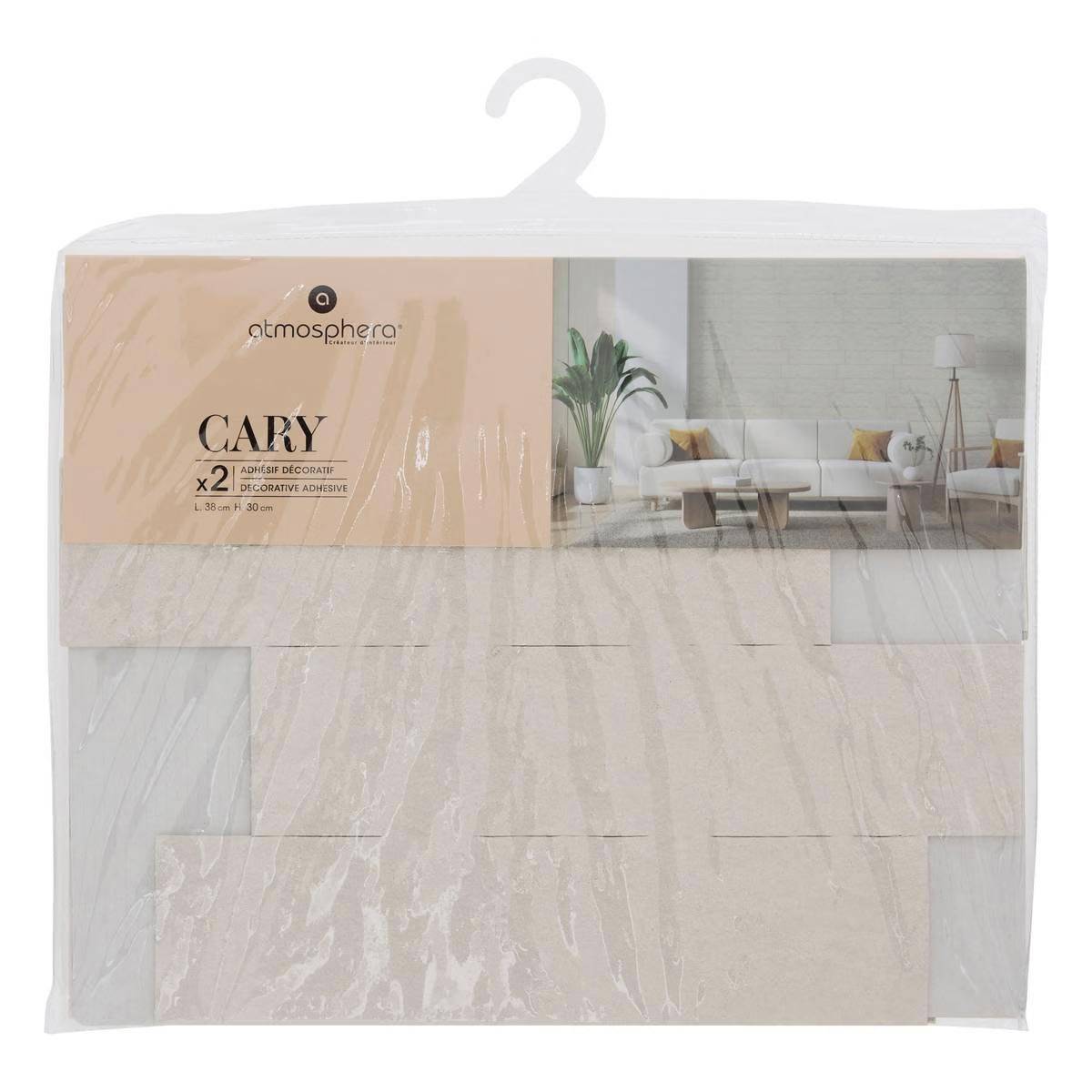 Lot de 2 Stickers Effet Pierre "Cary" 30x38cm Beige - Image 4