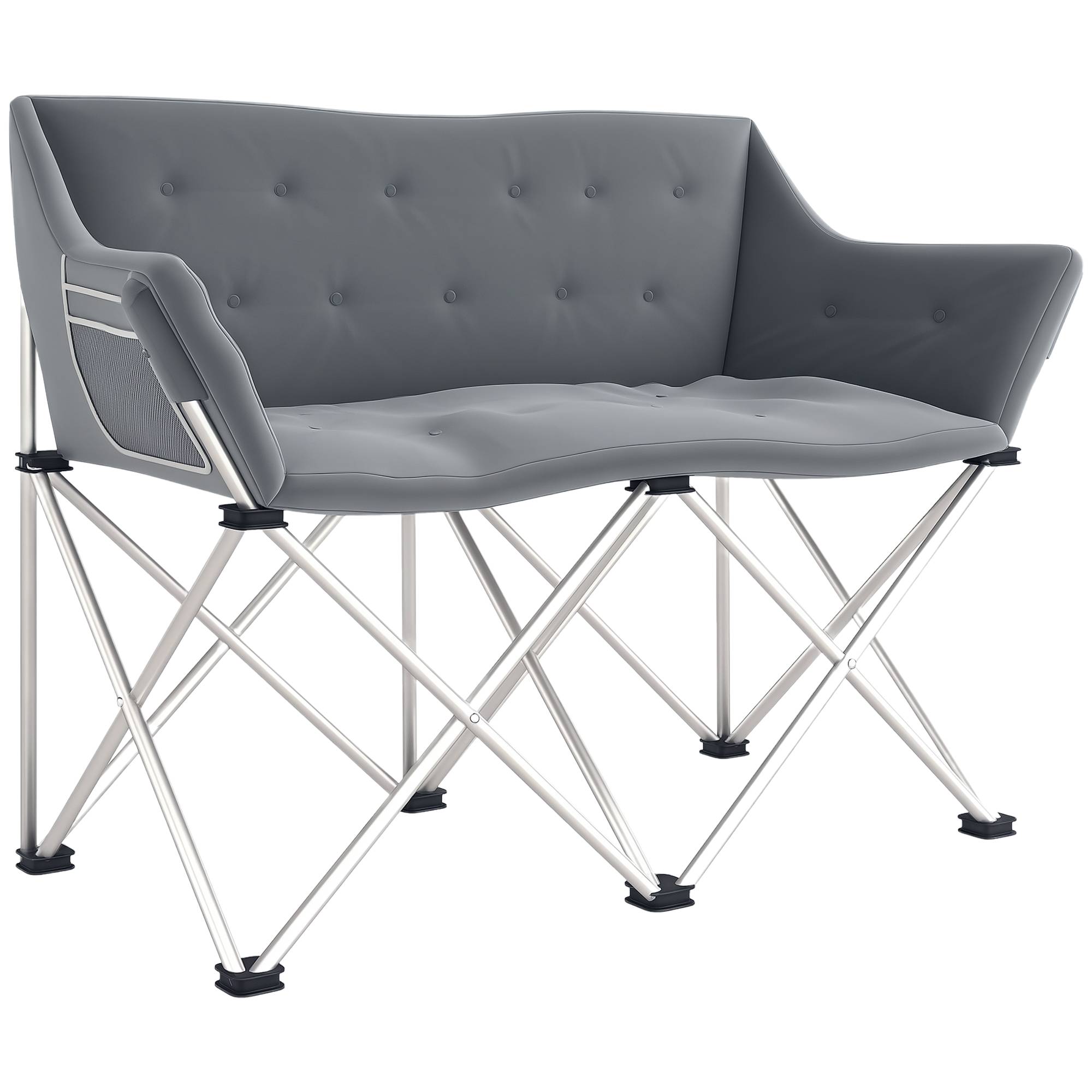 Chaise de camping pliante métal gris 120 x 57 x 95 cm - PANGIVO - Image 1