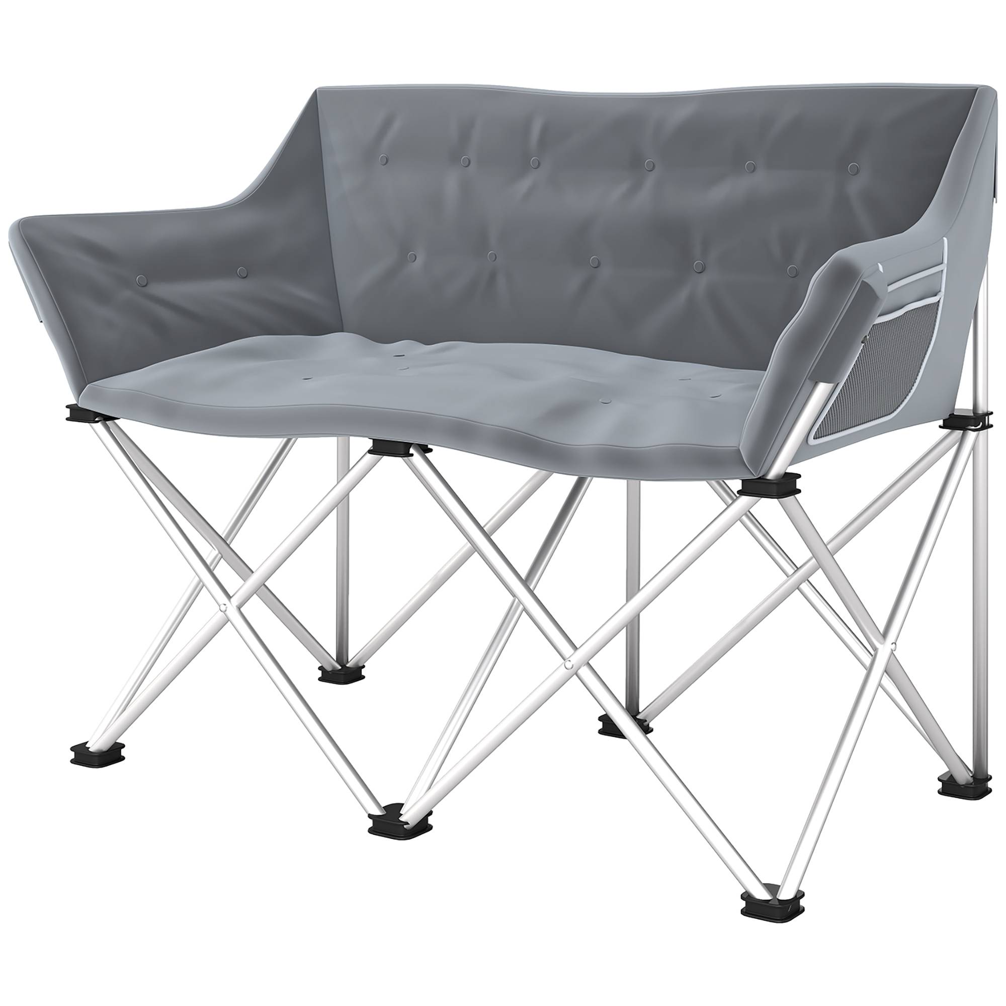 Chaise de camping pliante métal gris 120 x 57 x 95 cm - PANGIVO - Image 2