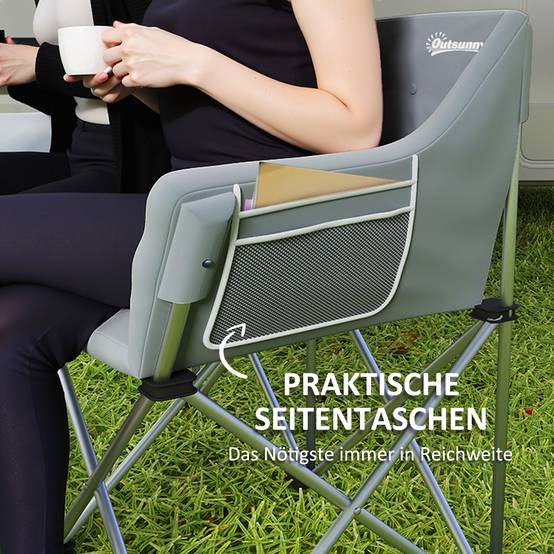 Chaise de camping pliante métal gris 120 x 57 x 95 cm - PANGIVO - Image 9
