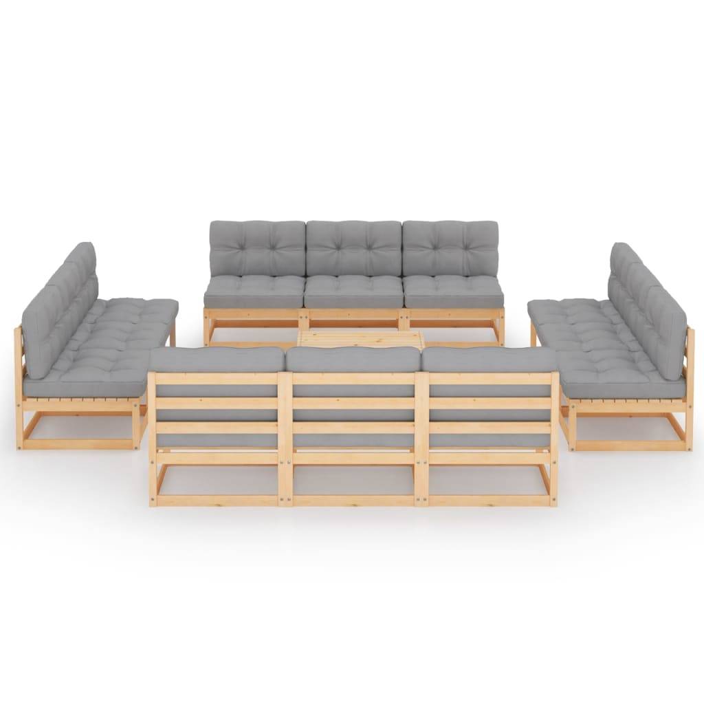 Helloshop26 - Salon de jardin meuble d'extérieur ensemble de mobilier 13 pièces avec coussins bois de pin massif - Imagen 1