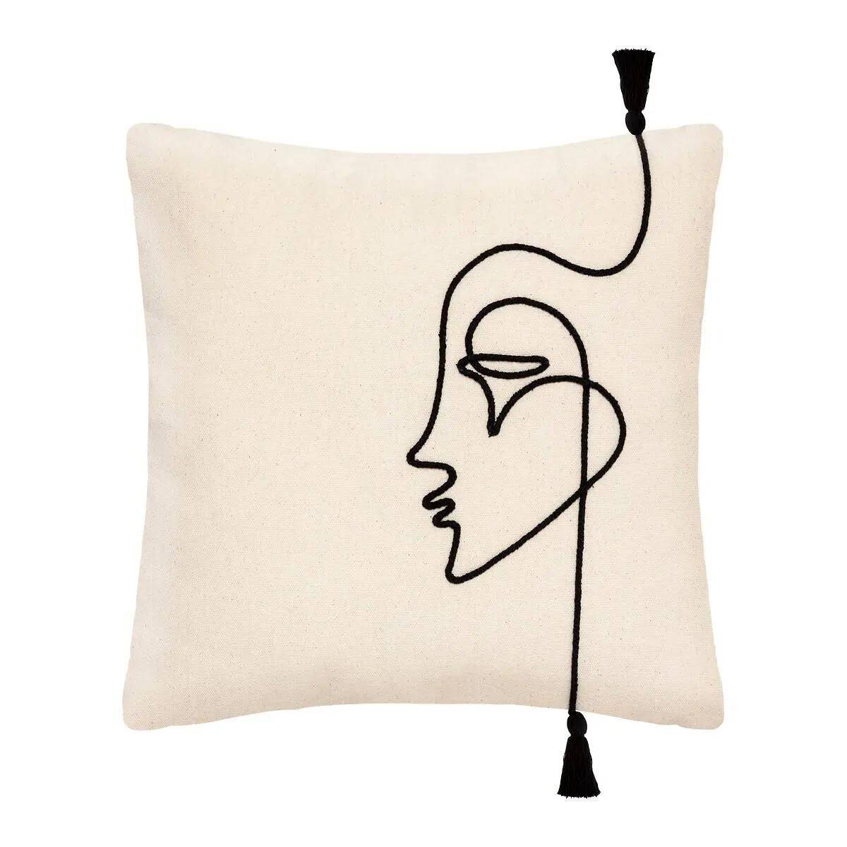 Housse de Coussin Déco "Corde" 40x40cm Ivoire - Image 1