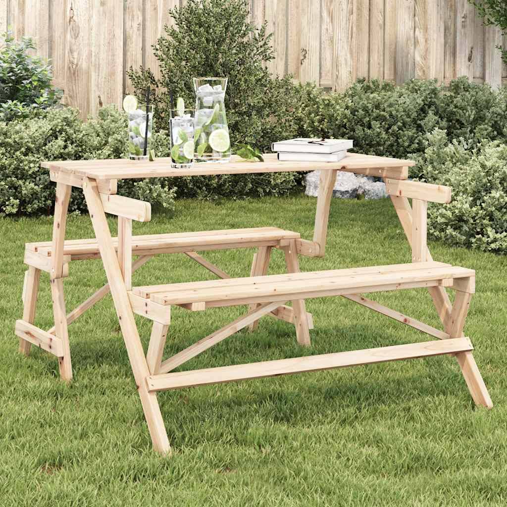 PANGIVO - Table de pique-nique avec bancs sapin massif 2 en 1 convertible 110 x 63 x 80 cm - PANGIVO