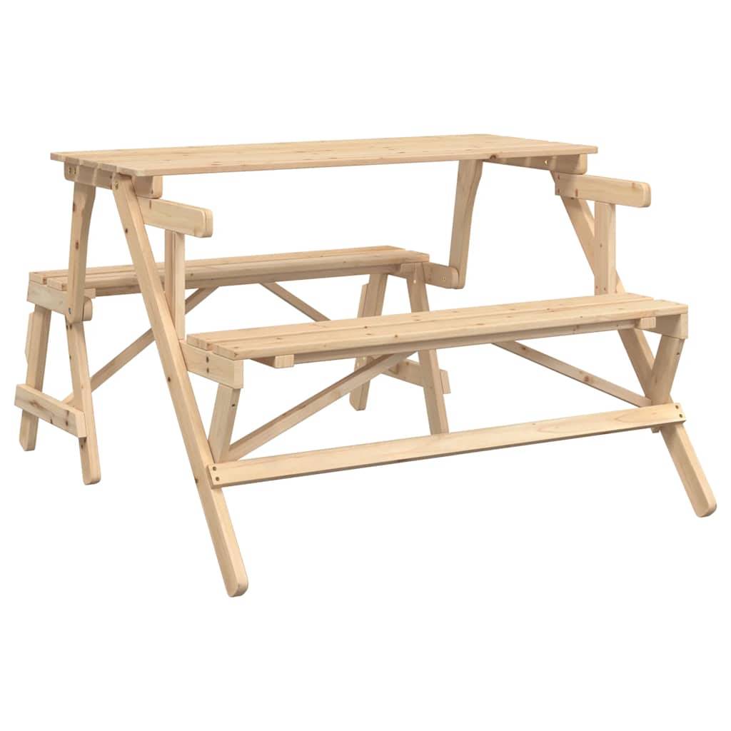 PANGIVO - Table de pique-nique avec bancs sapin massif 2 en 1 convertible 110 x 63 x 80 cm - PANGIVO - Image 2