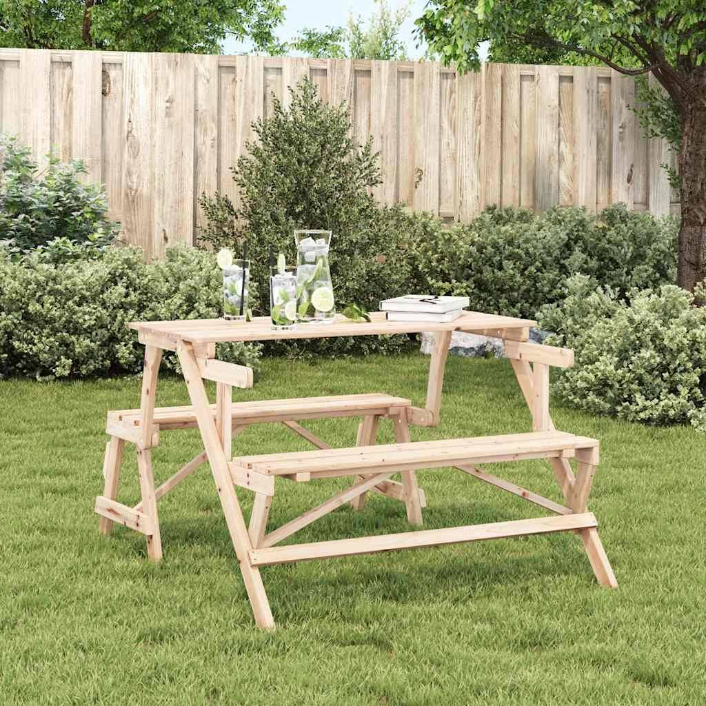 PANGIVO - Table de pique-nique avec bancs sapin massif 2 en 1 convertible 110 x 63 x 80 cm - PANGIVO - Image 3