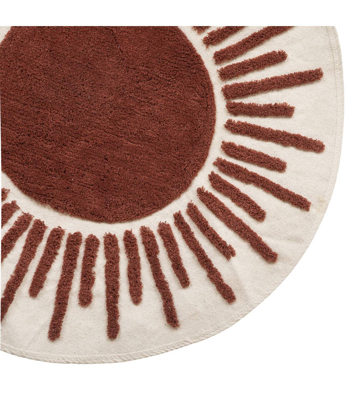 Tapis décoratif Ivoire et Canelle en Coton motifs tuftés D 90 cm - Image 2