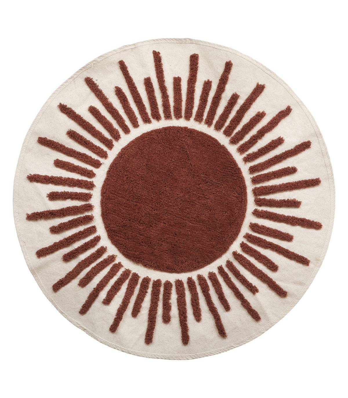 Tapis décoratif Ivoire et Canelle en Coton motifs tuftés D 90 cm - Image 1